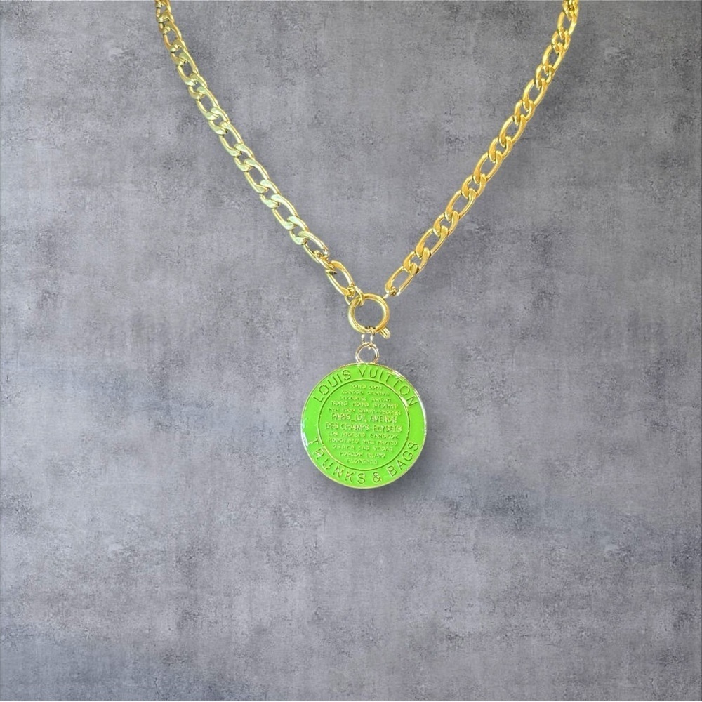 Louis Vuitton Gold Chain with Green Medallion - Picture 2 of 2